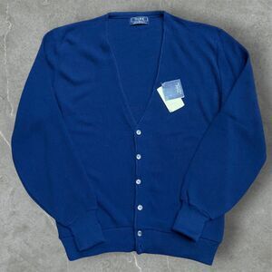 Thane NWT Vintage 80s Casual Acrylic Navy Blue Cardigan Sweater Men's Size XL